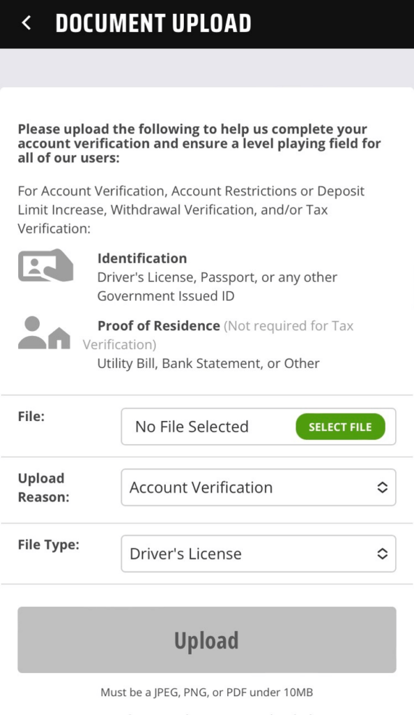 DraftKings - New Account Verification